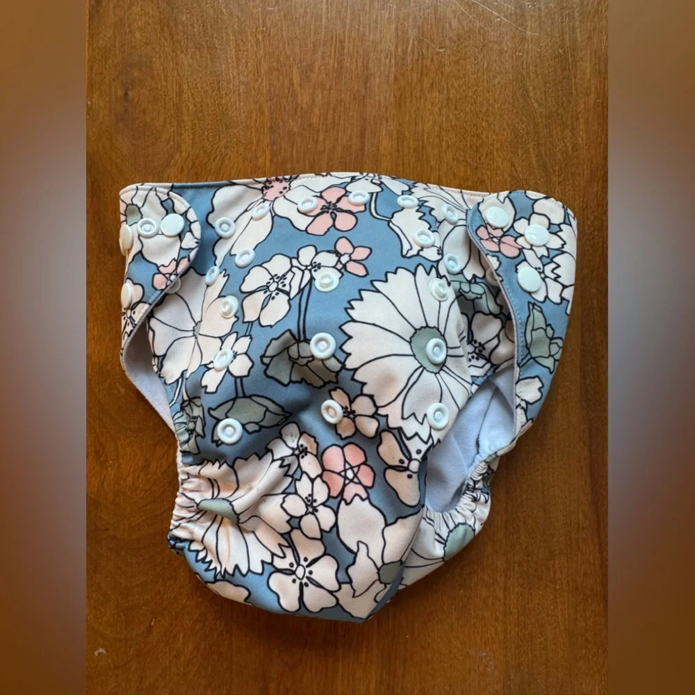 Floral Cloth Diapers - Blue and Cream